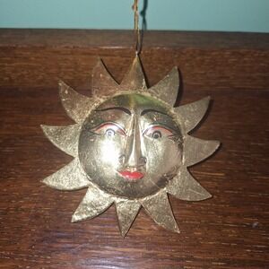 Anthropomorphic Gold Sun Star Christmas Celestial Ornament Paper Mache 4"